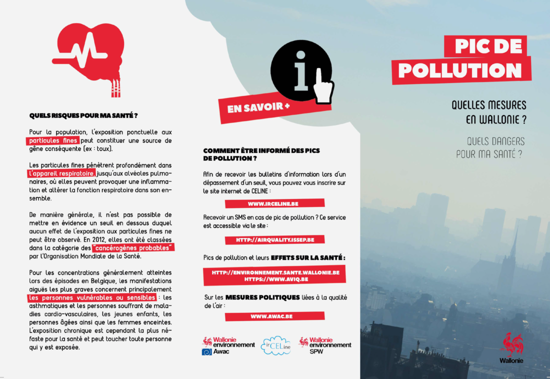 Pic de pollution aux particules fines – phase d’alerte 1 – Pont-à-Celles